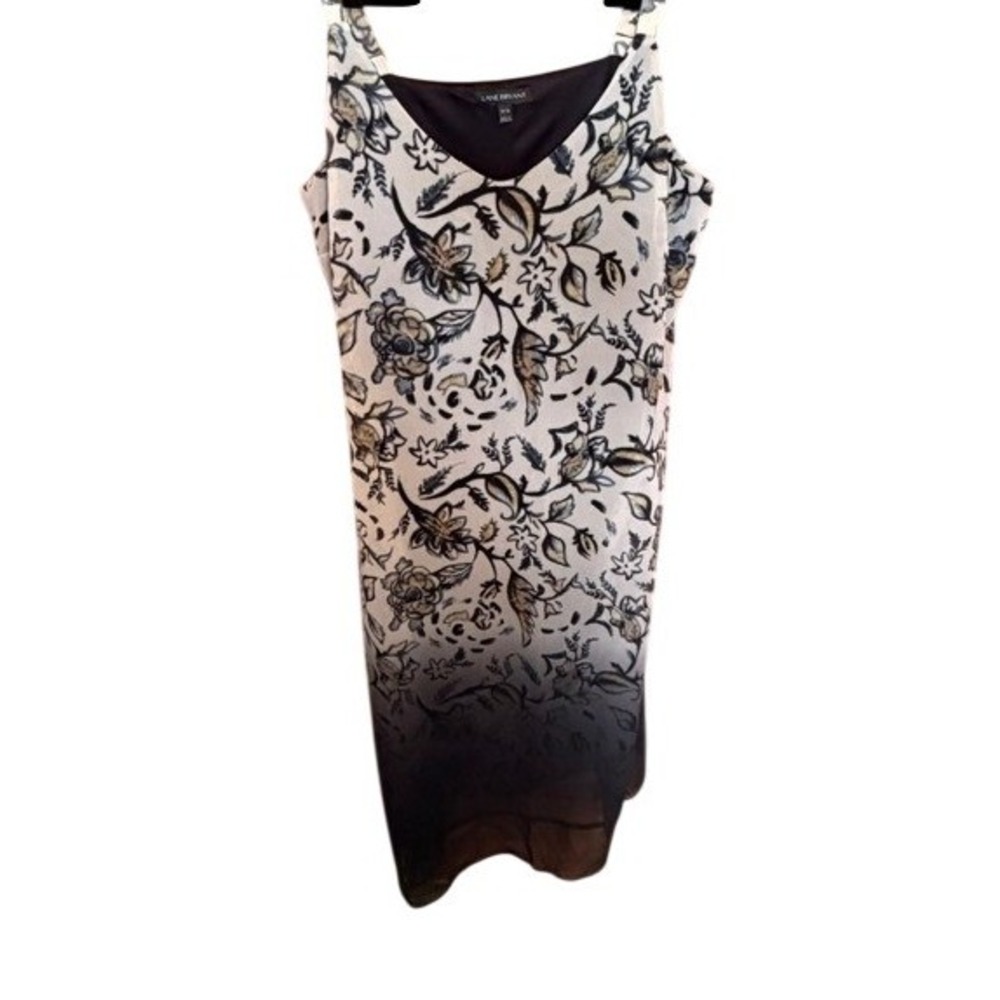 Lane Bryant Floral Ombre Chiffon Midi Dressā Womens 14/16 V-Neck Cami Lined Gray